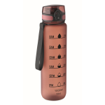 Gourde en plastique avec graduations et bouchon rabattable 1L couleur bordeaux
