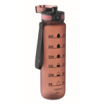 Gourde en plastique avec graduations et bouchon rabattable 1L couleur bordeaux deuxième vue