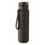 Gourde en plastique avec graduations et bouchon rabattable 1L couleur noir