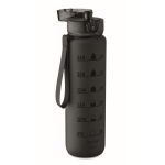 Gourde en plastique avec graduations et bouchon rabattable 1L couleur noir deuxième vue
