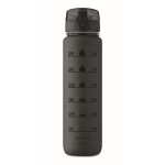 Gourde en plastique avec graduations et bouchon rabattable 1L couleur noir septième vue