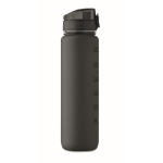 Gourde en plastique avec graduations et bouchon rabattable 1L couleur noir dixième vue
