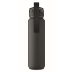 Gourde en plastique avec graduations et bouchon rabattable 1L couleur noir