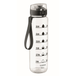 Gourde en plastique avec graduations et bouchon rabattable 1L couleur transparent