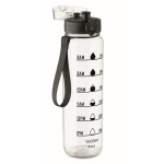 Gourde en plastique avec graduations et bouchon rabattable 1L couleur transparent deuxième vue