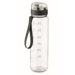 Gourde en plastique avec graduations et bouchon rabattable 1L couleur transparent troisième vue