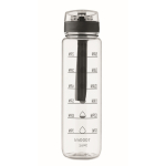 Gourde en plastique avec graduations et bouchon rabattable 1L couleur transparent huitième vue