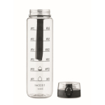Gourde en plastique avec graduations et bouchon rabattable 1L couleur transparent