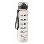 Gourde en plastique avec graduations et bouchon rabattable 1L couleur blanc transparent