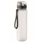 Gourde en plastique avec graduations et bouchon rabattable 1L couleur blanc transparent troisième vue