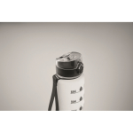 Gourde en plastique avec graduations et bouchon rabattable 1L couleur blanc transparent quatrième vue photographique