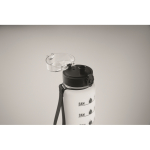 Gourde en plastique avec graduations et bouchon rabattable 1L couleur blanc transparent cinquième vue photographique