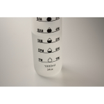 Gourde en plastique avec graduations et bouchon rabattable 1L couleur blanc transparent sixième vue photographique