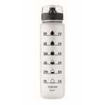 Gourde en plastique avec graduations et bouchon rabattable 1L couleur blanc transparent septième vue