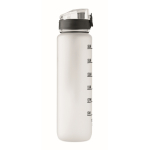 Gourde en plastique avec graduations et bouchon rabattable 1L couleur blanc transparent dixième vue