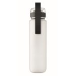 Gourde en plastique avec graduations et bouchon rabattable 1L couleur blanc transparent