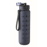 Gourde en plastique avec graduations et bouchon rabattable 1L couleur bleu marine deuxième vue