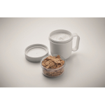 Tasse à emporter pour le petit-déjeuner avec 2 compartiments, 450 ml couleur blanc vue photographique