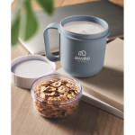 Tasse à emporter pour le petit-déjeuner avec 2 compartiments, 450 ml couleur noir mat deuxième vue d'ambiance 2