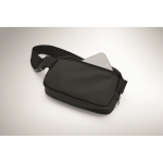 Sac banane en PU avec compartiment principal et poche arrière couleur noir cinquième vue photographique