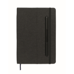 Carnet A5 à couverture rigide avec support téléphone, pages lignées couleur noir quatrième vue