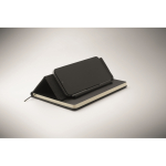 Carnet A5 à couverture rigide avec support téléphone, pages lignées couleur noir vue photographique