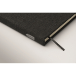 Carnet A5 à couverture rigide avec support téléphone, pages lignées couleur noir vue photographique