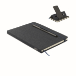 Carnet A5 à couverture rigide avec support téléphone, pages lignées couleur bleu marine