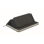 Carnet A5 à couverture rigide avec support téléphone, pages lignées couleur bleu marine troisième vue
