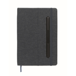 Carnet A5 à couverture rigide avec support téléphone, pages lignées couleur bleu marine quatrième vue