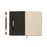 Carnet A5 à couverture rigide avec support téléphone, pages lignées couleur bleu marine huitième vue
