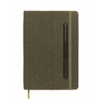 Carnet A5 à couverture rigide avec support téléphone, pages lignées couleur vert foncé quatrième vue