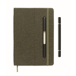 Carnet A5 à couverture rigide avec support téléphone, pages lignées couleur vert foncé sixième vue