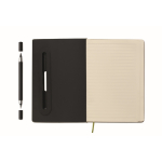 Carnet A5 à couverture rigide avec support téléphone, pages lignées couleur vert foncé huitième vue