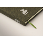 Carnet A5 à couverture rigide avec support téléphone, pages lignées couleur vert foncé vue principale