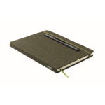 Carnet A5 à couverture rigide avec support téléphone, pages lignées couleur vert foncé