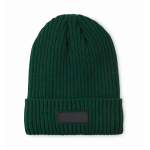 Bonnet unisexe en tricot plusieurs couleurs avec patch personnalisable couleur vert foncé