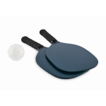 Set de pickleball avec 2 raquettes et 1 balle dans sac en filet couleur bleu marine deuxième vue