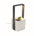 Pot de fleurs d'intérieur avec 4 lumières LED sur le dessus couleur blanc deuxième vue