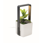 Pot de fleurs d'intérieur avec 4 lumières LED sur le dessus couleur blanc troisième vue