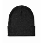 Bonnet classique en polyester avec ourlet taille unique couleur noir