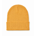 Bonnet classique en polyester avec ourlet taille unique couleur jaune