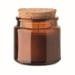 Bougie en cire végétale parfumée à la vanille avec un couvercle liège couleur marron