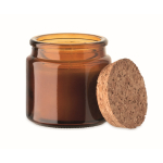 Bougie en cire végétale parfumée à la vanille avec un couvercle liège couleur marron deuxième vue