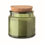 Bougie en cire végétale parfumée à la vanille avec un couvercle liège couleur vert