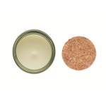 Bougie en cire végétale parfumée à la vanille avec un couvercle liège couleur vert quatrième vue