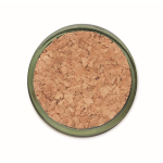 Bougie en cire végétale parfumée à la vanille avec un couvercle liège couleur vert cinquième vue