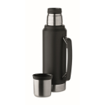 Thermos en inox recyclé avec un verre et poignée latérale 1L couleur noir cinquième vue