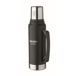 Thermos en inox recyclé avec un verre et poignée latérale 1L couleur noir vue principale