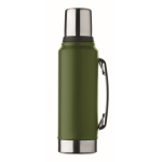 Thermos en inox recyclé avec un verre et poignée latérale 1L couleur vert foncé deuxième vue